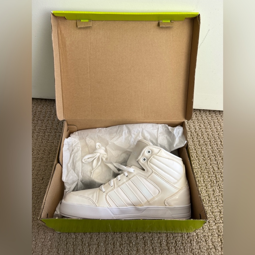 White Adidas Raleigh Mid Sneakers